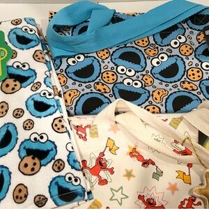 Sesame Street Cookie Monster and Elmo Totes and Kitchen Towels